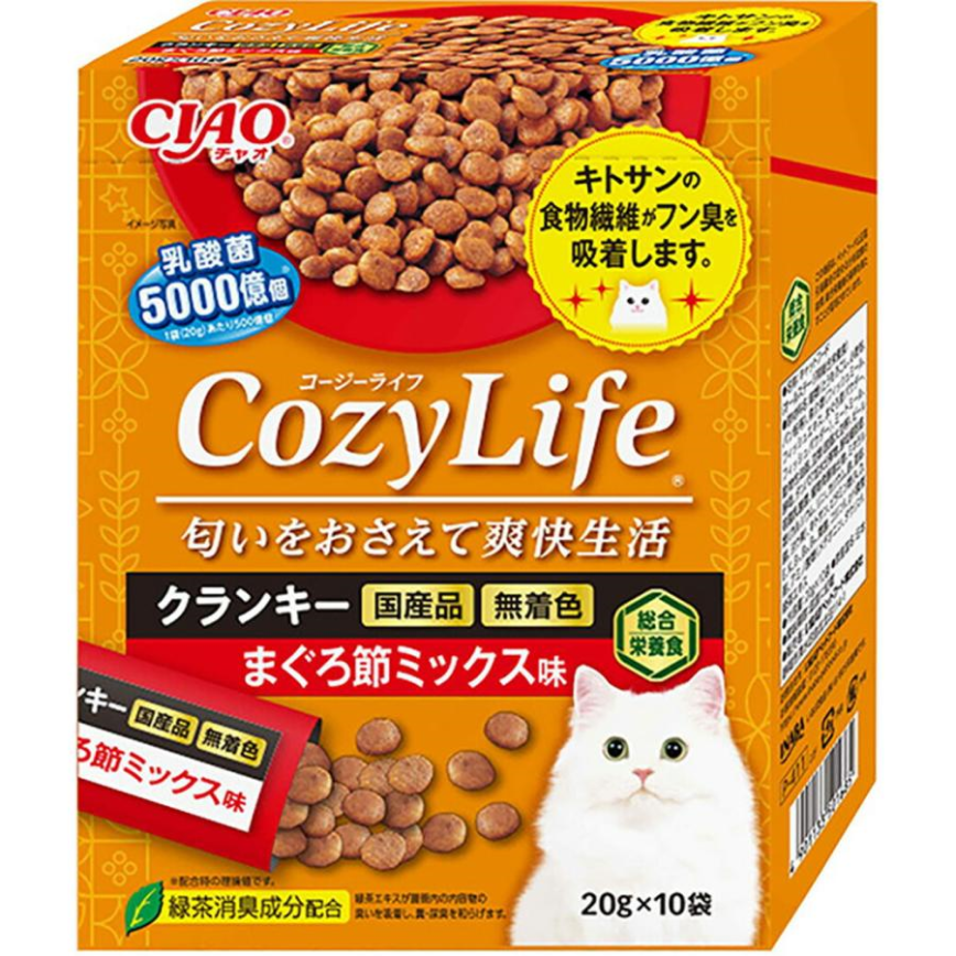 CIAO 貓糧 日本Cozy Life 5000億個乳酸菌 鰹魚乾雜錦味 20g 10袋入 (P-411) 圖 1