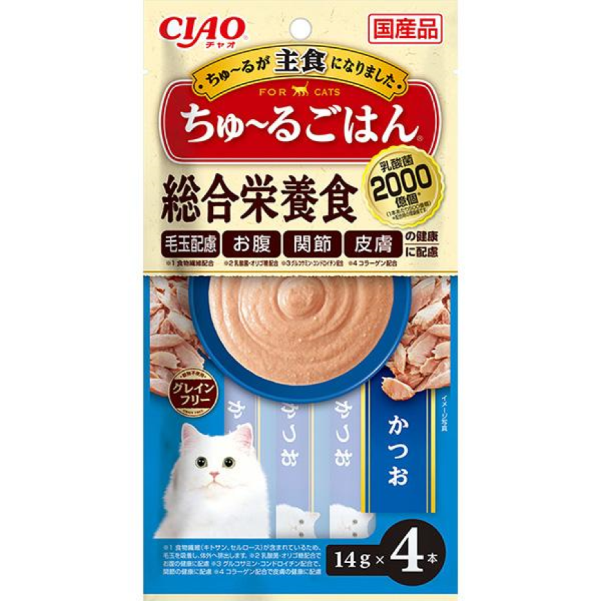 CIAO 肉泥 貓主食肉泥 2千億乳酸菌 鰹魚肉醬 14g 4本入 (SC-462) 圖 1