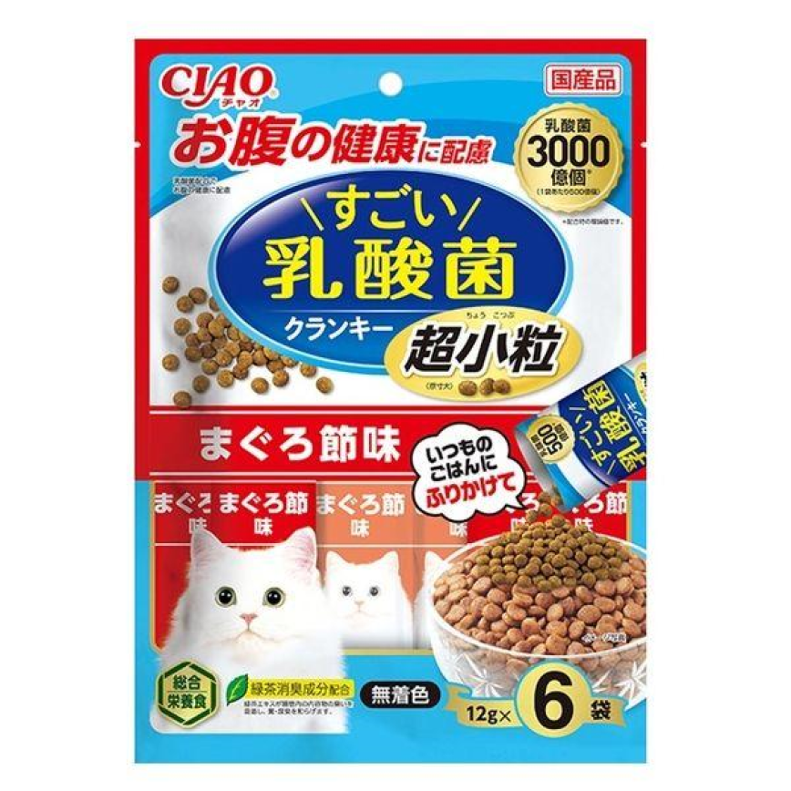 CIAO 貓糧 日本Crunky 3000億個乳酸菌 超小粒 金槍魚乾味 12g 6袋入 (P-441) 圖 1