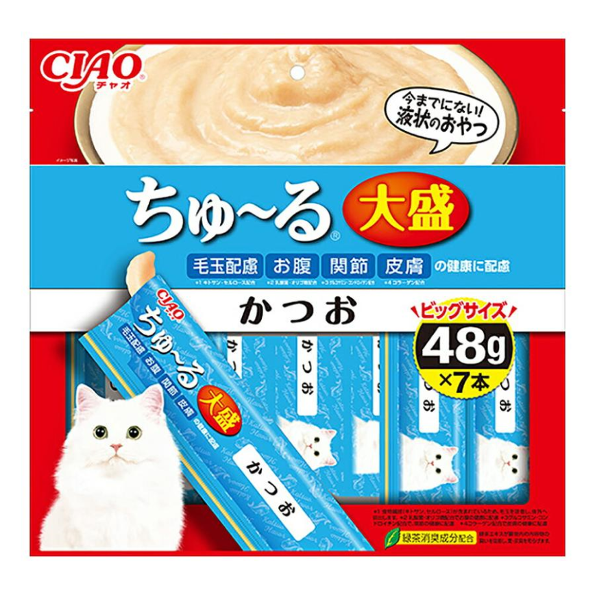 CIAO 肉泥 貓零食 大盛 鰹魚味 48g 7本入 (TSC-192) 圖 1