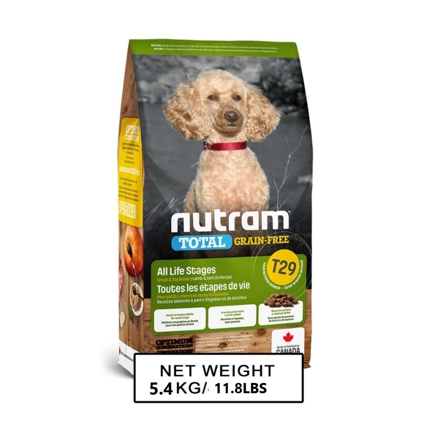 nutram紐頓 狗糧 無薯無穀糧小型犬 羊肉豆莢 Lamb & Lentils T29 5.4kg (NT-T29-5K)