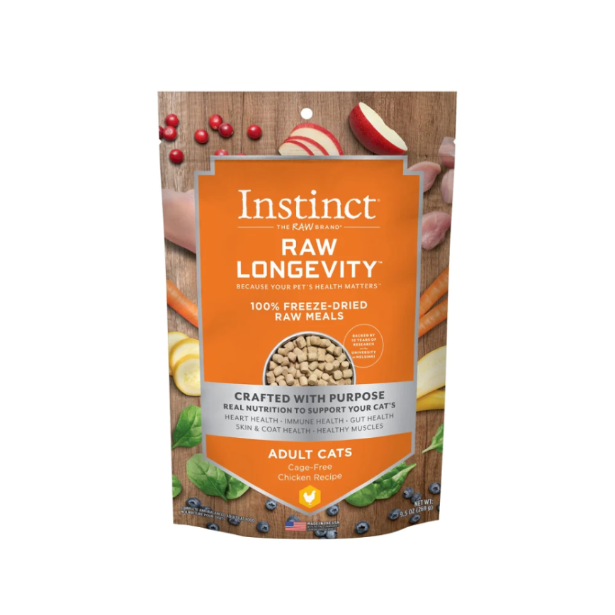 Instinct 貓糧 本能 貓糧 無穀物凍乾長壽成貓生肉主食糧 走地雞肉 9.5oz (621515)