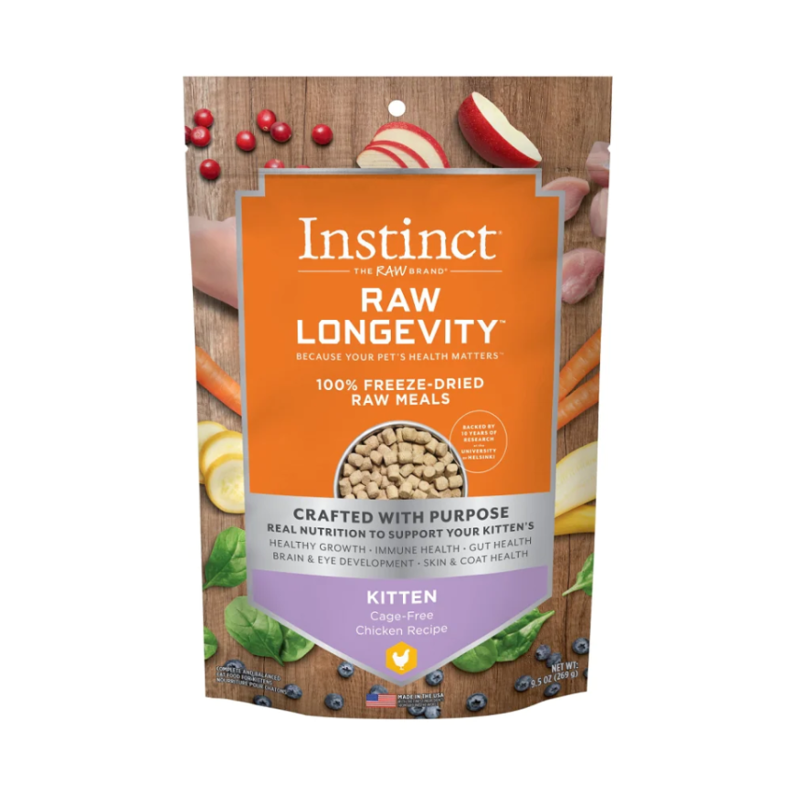 Instinct 貓糧 本能 貓糧 無穀物凍乾長壽幼貓生肉主食糧 走地雞肉 9.5oz (621508)