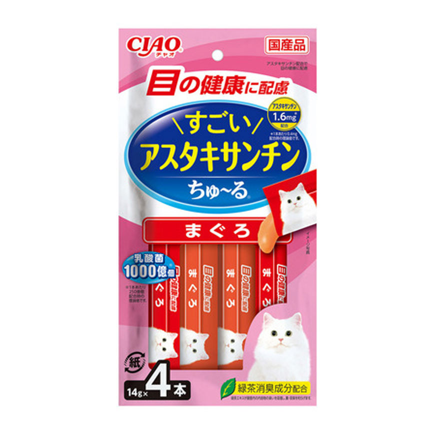 CIAO 肉泥 貓零食 驚人的蝦青素 眼睛健康 14g 4本入 (SC-431) 圖 1