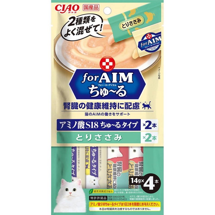 CIAO 肉泥 貓零食 腎臓健康維持 for AIM 雞柳味 14g 4本袋裝 (CA-03) 圖 1