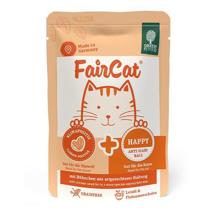 Green Petfood FairCat Happy 貓主食濕糧 毛球護理配方 亞麻籽油+洋車前子殼 85g (GW2153)