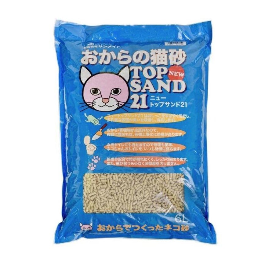 日本SANMATE Top Sand 21有機單通 豆腐貓砂 6L (淺藍)