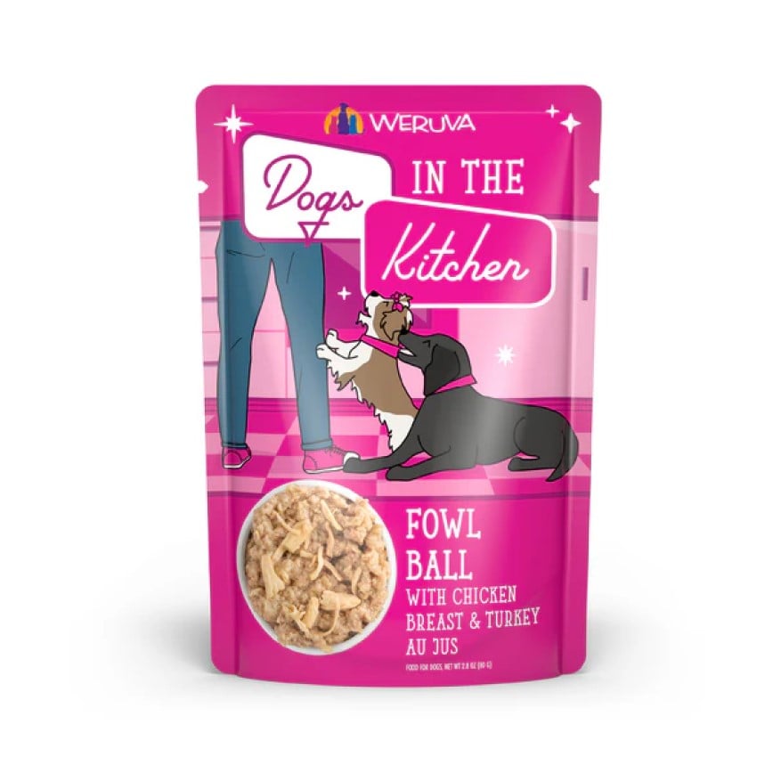 WeRuVa DITK pouch Fowl Ball with Chicken Breast & Turkey Au Jus 2.8oz (003168)