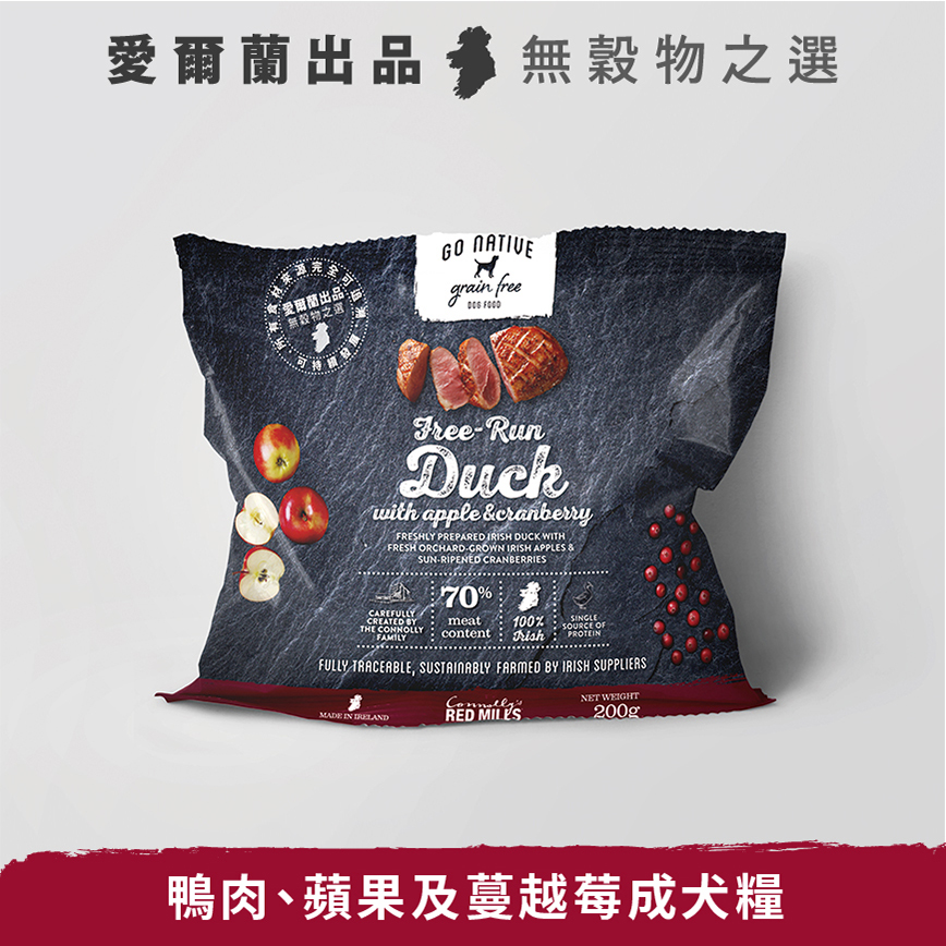 Go Native 無穀物狗糧 成犬鴨肉配蘋果和蔓越莓 200g