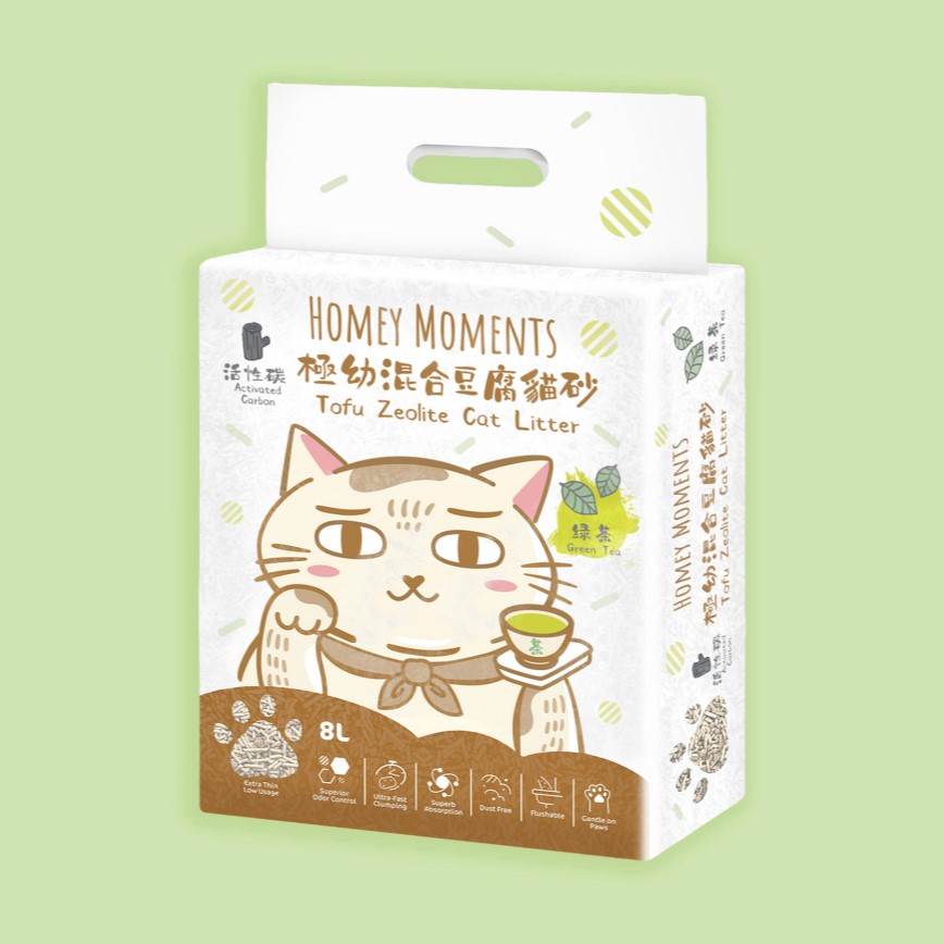 Homey Moments 綠茶活性碳極幼混合 豆腐貓砂 8L (TAHMNW08003GZ)
