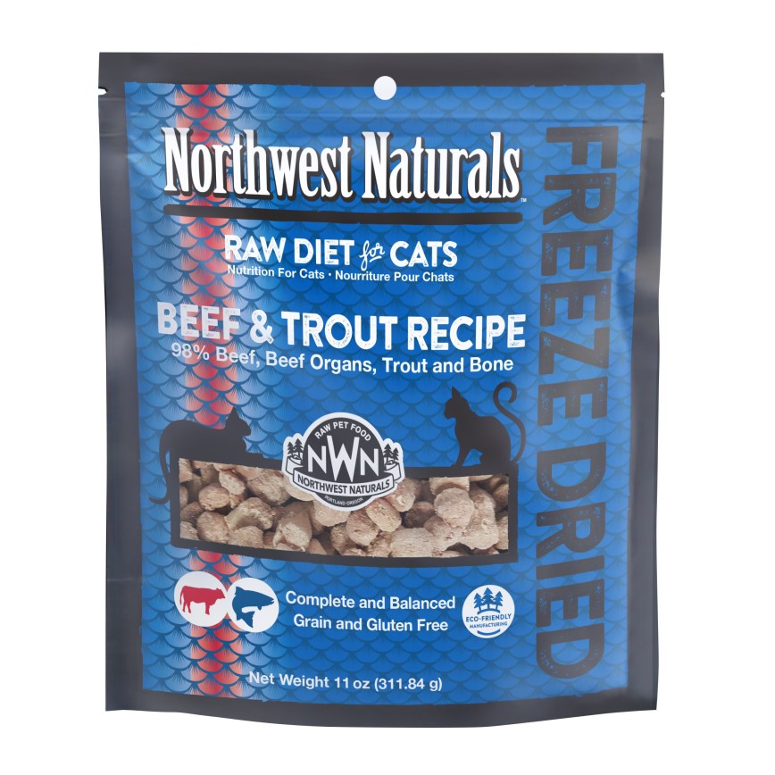 Northwest Naturals 無穀物凍乾脫水貓糧 牛肉+鱒魚 11oz 311g (NWFFD11BFTR)