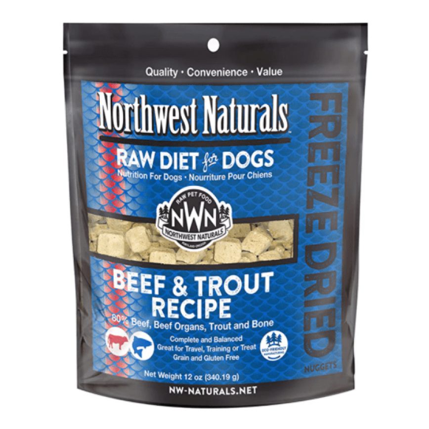Northwest Naturals 無穀物凍乾脫水狗糧 牛肉+鱒魚 12oz 340g (NWFDBFTR)