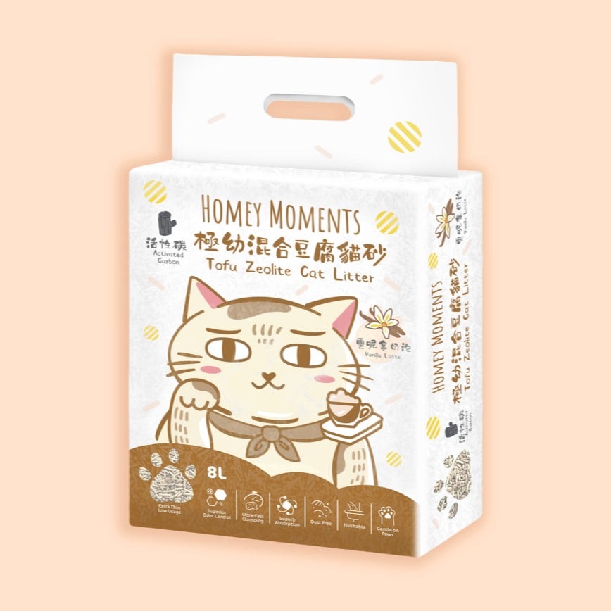 Homey Moments 雲呢拿奶泡活性碳極幼混合 豆腐貓砂 8L (TAHMNW08004VZ)