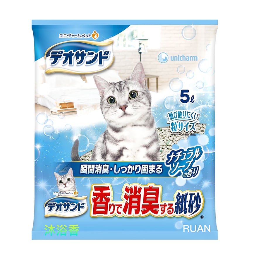 Unicharm 日本消臭結團 紙貓砂 沐浴香 5L (UCf1)