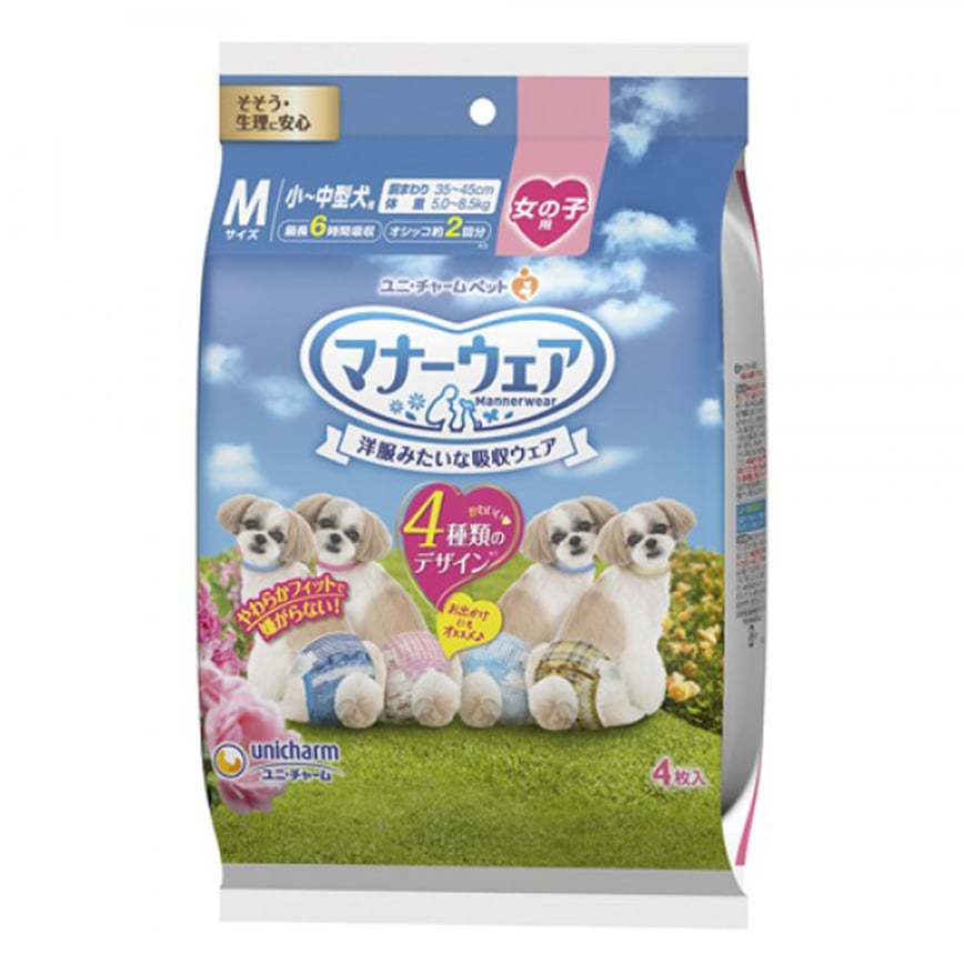 Unicharm ⺟⽝⽤禮儀褲-M-碼 5-8.5kg 35-45cm 4片 (ucj2m1)