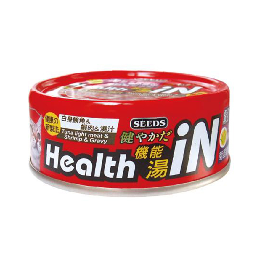 SEEDS 貓罐頭 Health iN機能鮪⿂湯罐 ⽩身鮪⿂+蝦⾁+菊苣醣素 80g (hi03)