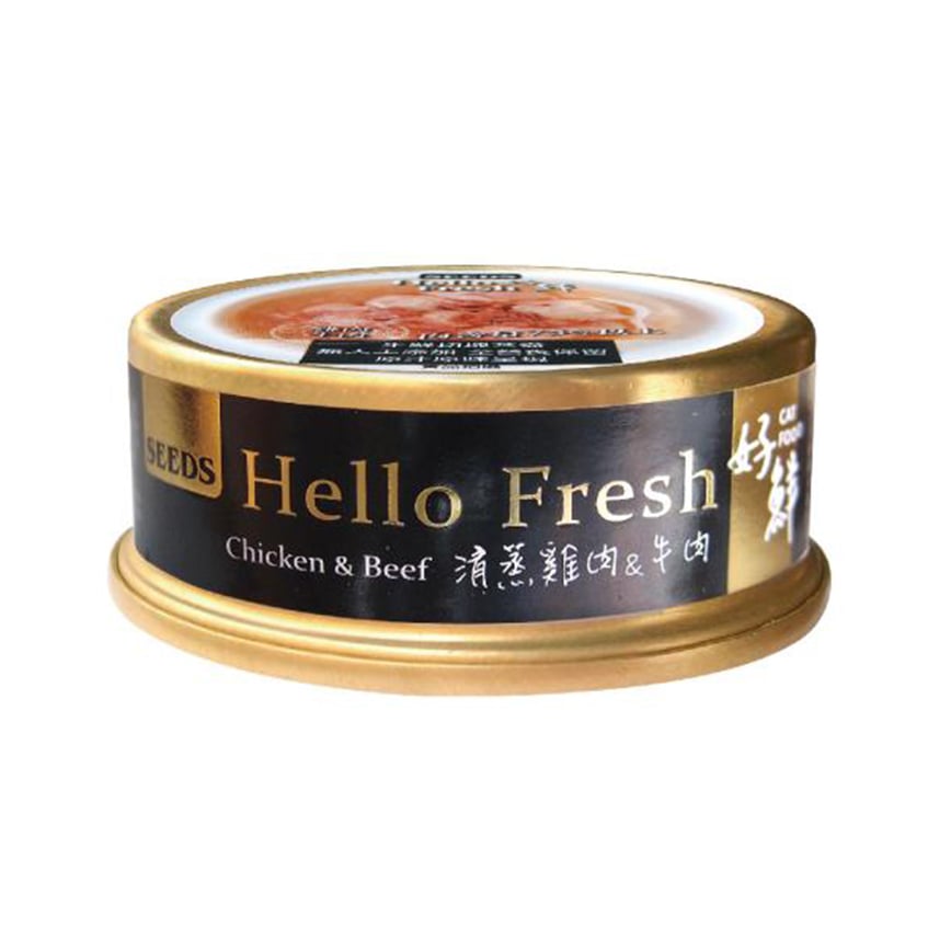 SEEDS 貓罐頭 Hello Fresh好鮮燉湯 清清蒸雞⾁+⽜⾁ 50g (hf05)