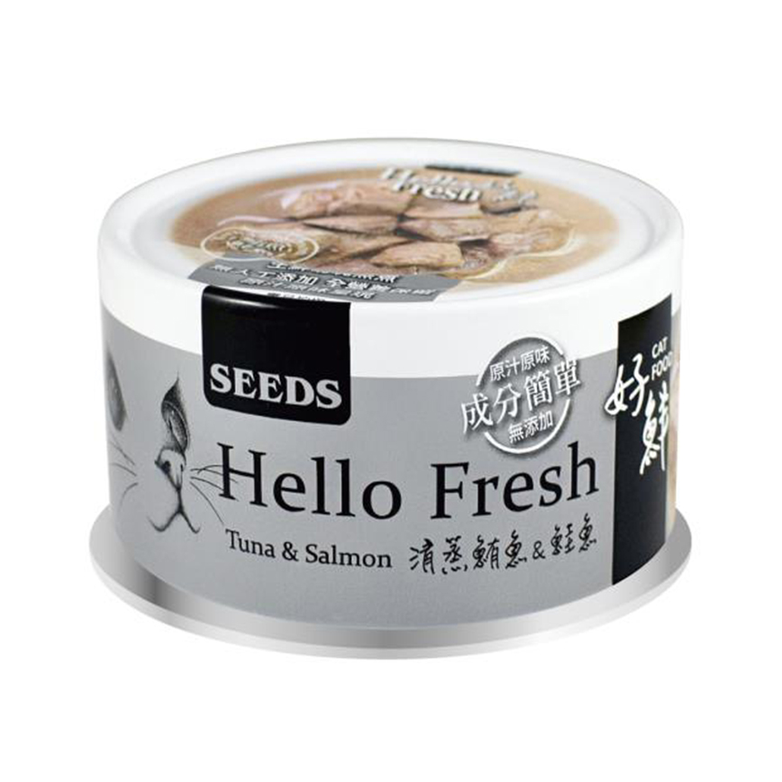 SEEDS 貓罐頭 Hello Fresh好鮮燉湯 清蒸鲔⿂+鮭魚 80g (hfb02s) 圖 1