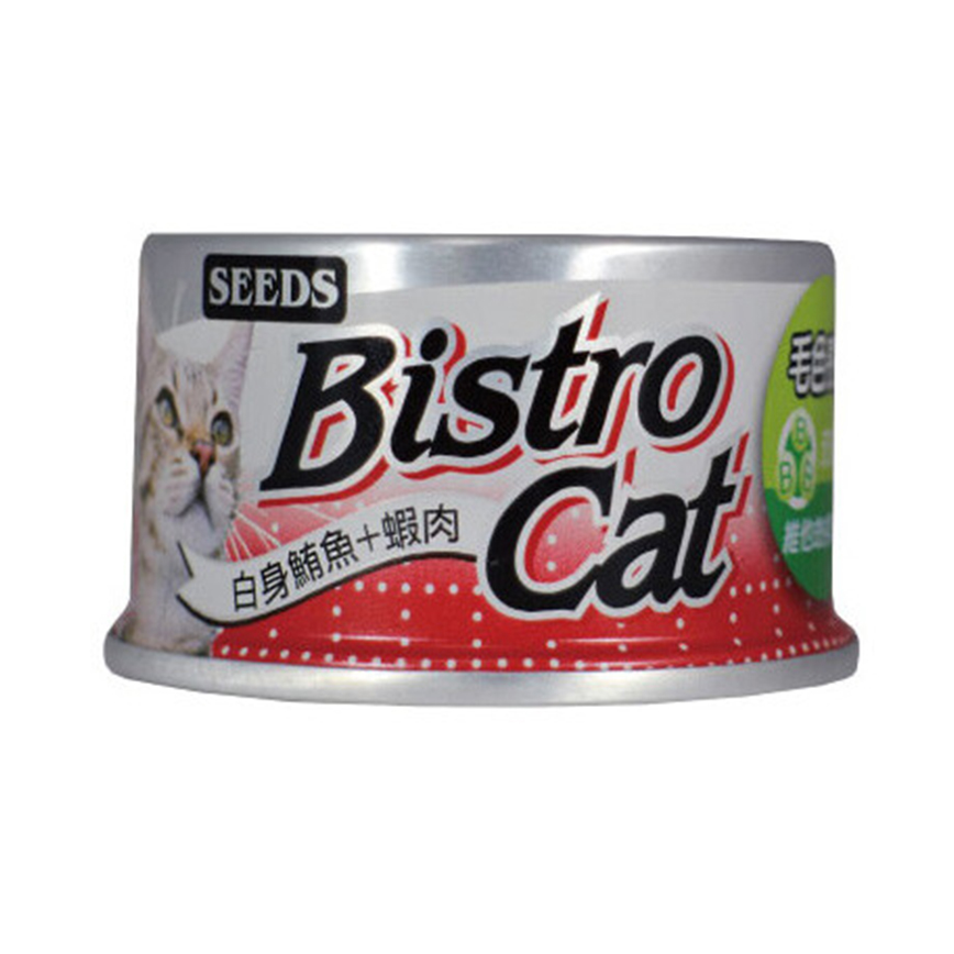SEEDS 貓罐頭 Bistro機能鮪魚銀罐 ⽩身鮪⿂+蝦⾁+維他命B群 80g (bc01) 圖 1