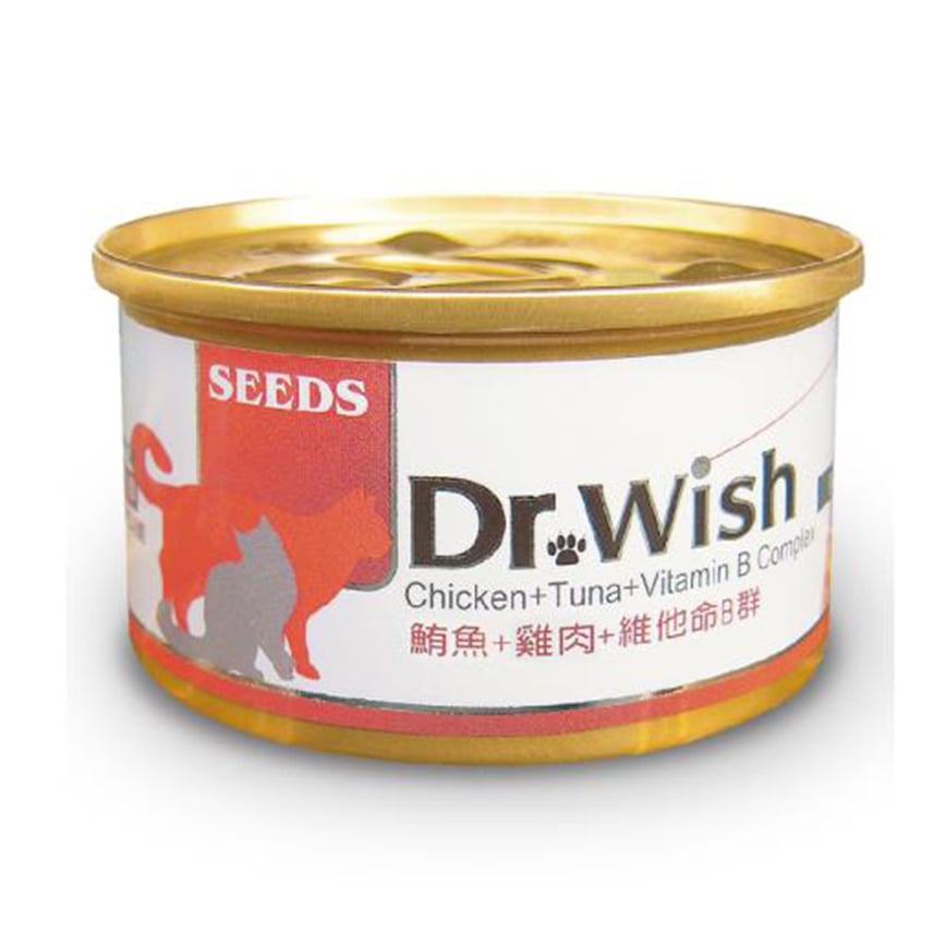 SEEDS 貓罐頭 Dr Wish營養慕絲 雞⾁+鮪⿂+維他命B群 85g (dw03s)