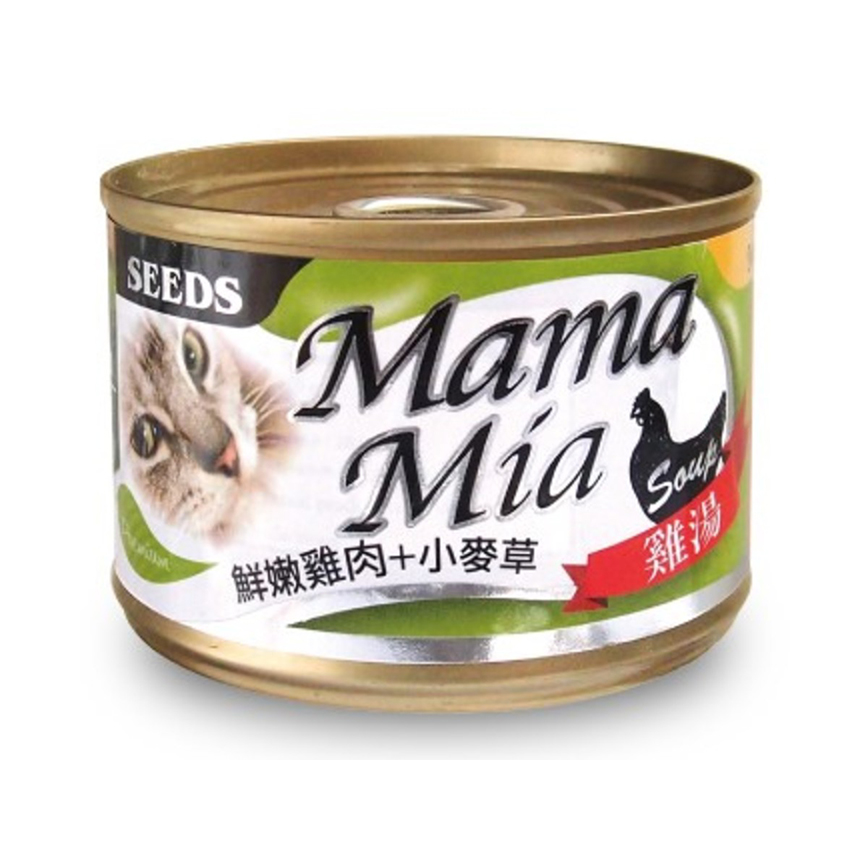 SEEDS 貓罐頭 Mamamia機能雞湯罐 鮮嫩雞⾁+⼩⿆草+纖維素 170g (ma05) 