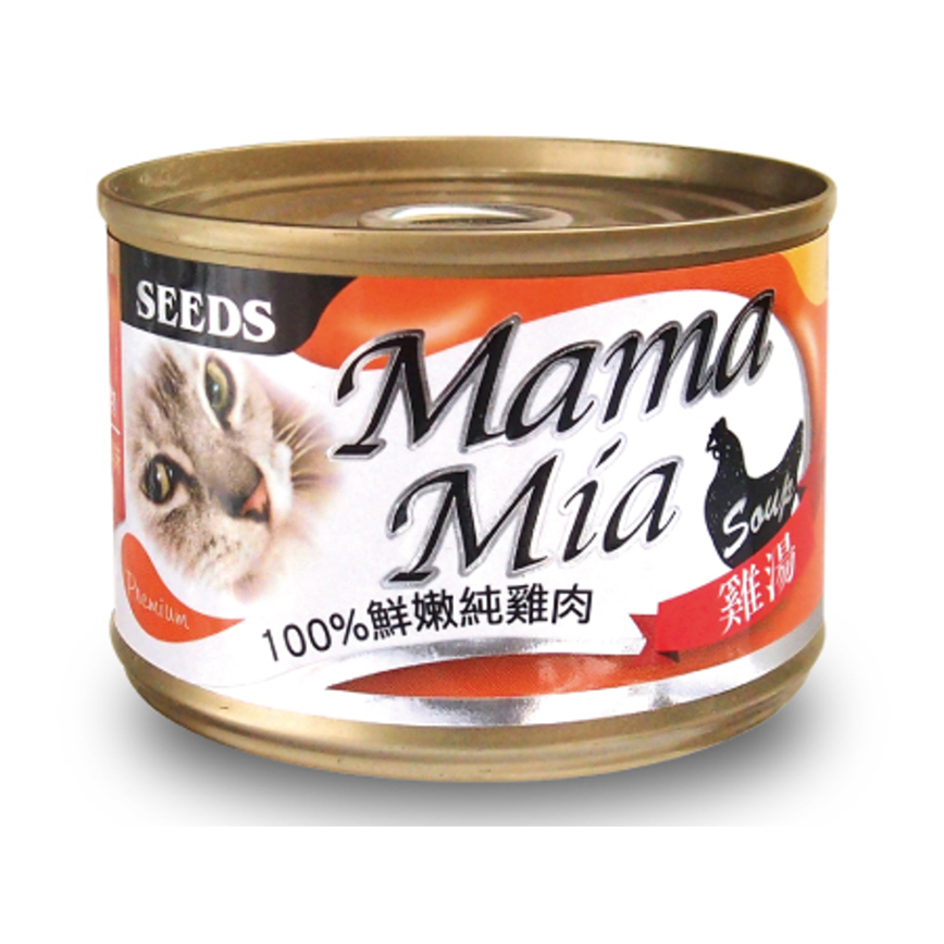 SEEDS 貓罐頭 Mamamia機能雞湯罐 100%鮮嫩純雞⾁+絲蘭萃取物 170g (ma06) 