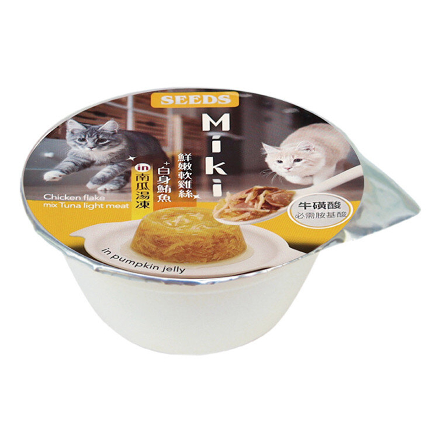 SEEDS 貓罐頭 Miki 特級機能愛貓餐杯 鮮嫩軟雞絲+⽩身鮪⿂ in 南⽠湯凍 80g (miki03s)
