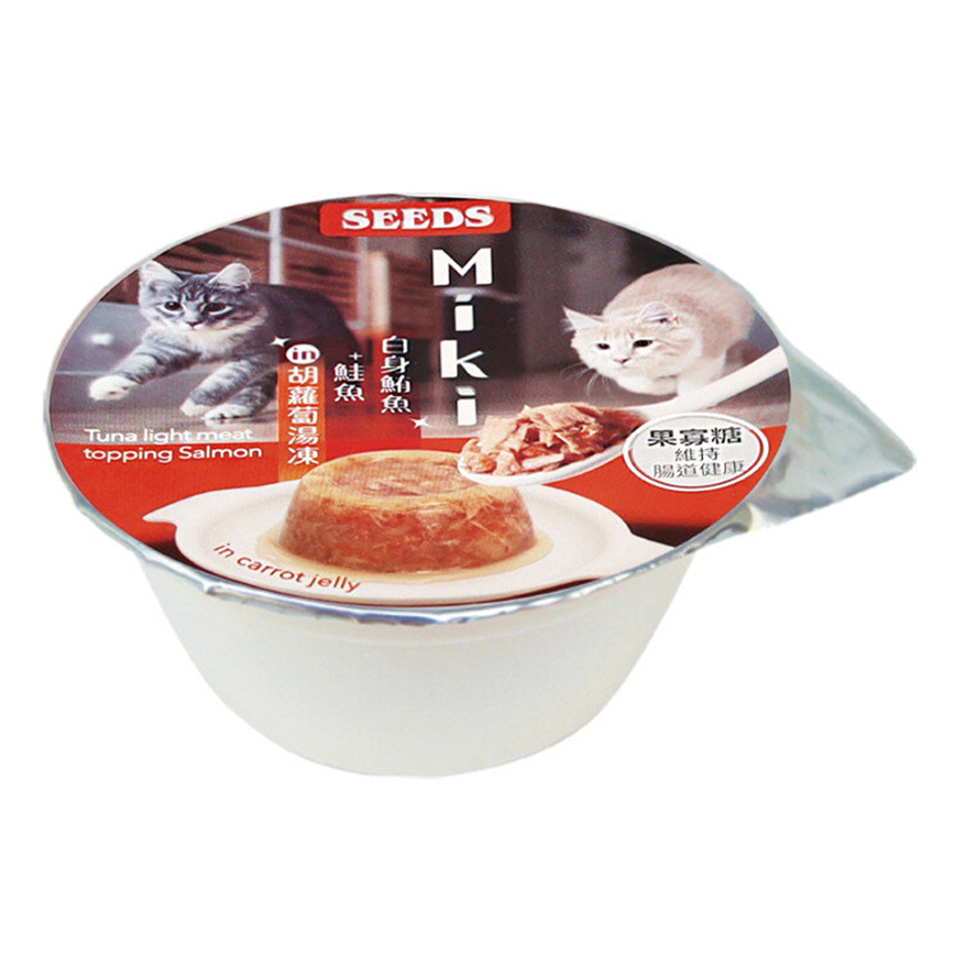 SEEDS 貓罐頭 Miki 特級機能愛貓餐杯 ⽩身鮪⿂+鮭⿂ in 胡蘿蔔湯凍 80g (miki04)