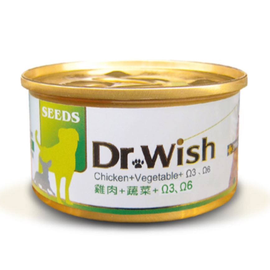 SEEDS 狗罐頭 Dr Wish營養慕絲 雞⾁+蔬菜+Omega3&6 85g (dw06s)