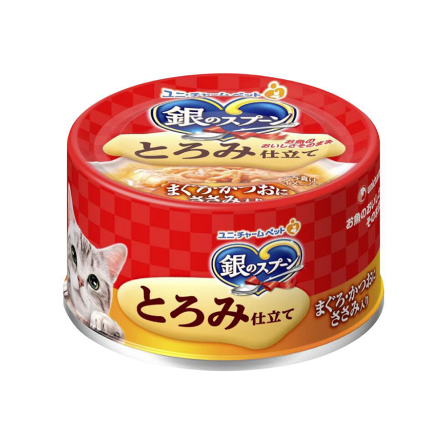 Unicharm 貓罐頭 銀匙成貓濃湯罐頭 鰹魚金槍魚配方+雞肉 70g (uc30778)