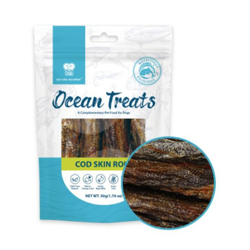NATURA NOURISH Ocean Treats 深海鱈魚雞肉皮卷 50g (DT72225)
