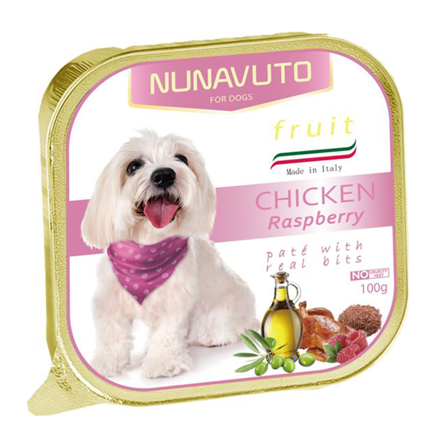 NUNAVUTO 狗罐頭 鋁製餐盒 雞肉+紅莓 100g (NU202789)