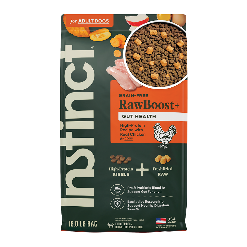 Instinct 狗糧 無穀物生肉系列 腸道健康配方 雞肉 18lb (659013) (新舊包裝隨機發貨)