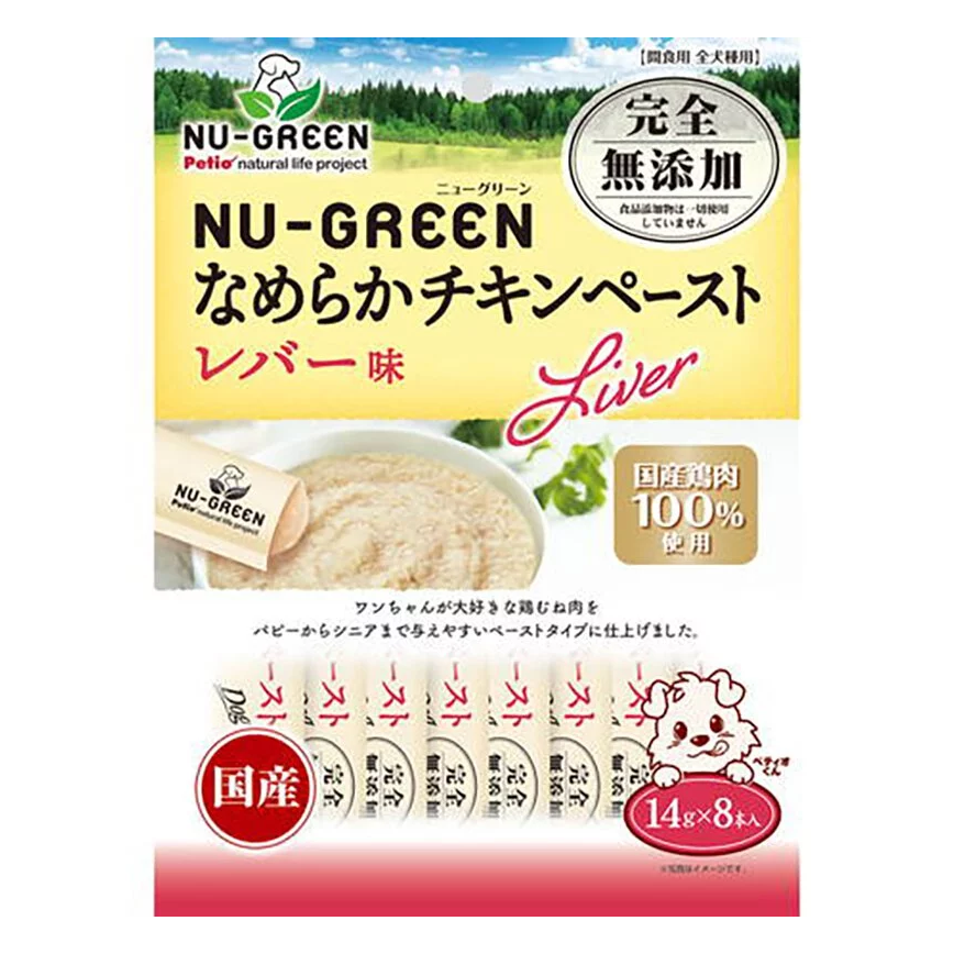 Petio NU-GREEN 日本產 狗零食 無添加雞肉肉醬肝味 (+鐵質維他命A) 14g 8本入 (90503148)