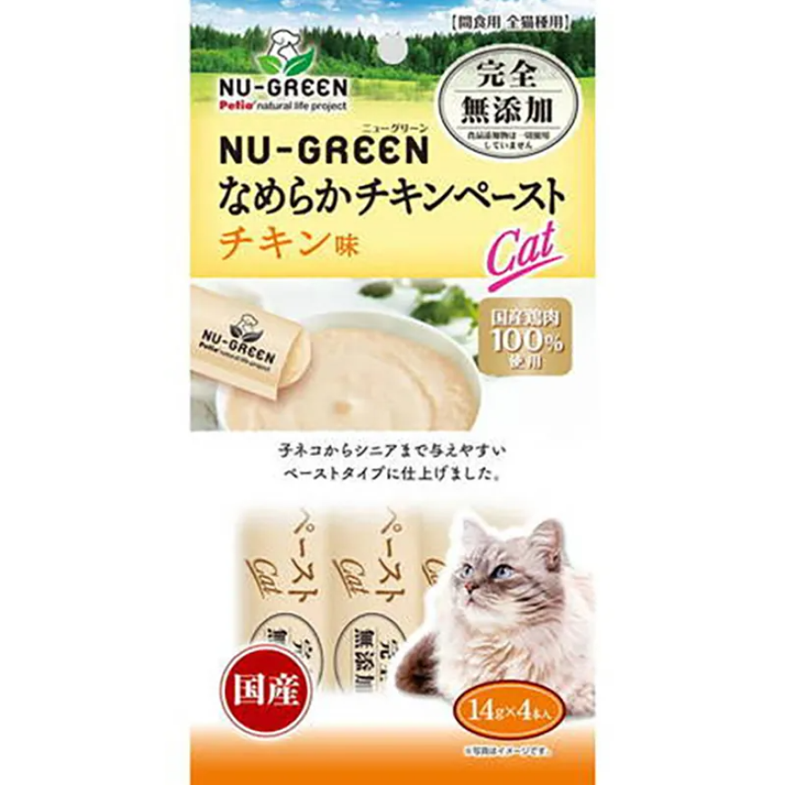 Petio NU-GREEN 日本產 貓零食 無添加肉醬 雞肉味 14g 4本入 (90603319)