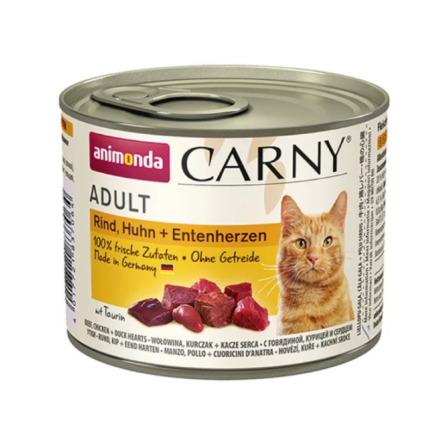 Animonda Carny 無穀物成貓主食罐 牛+雞+鴨心 200g (90401186B)