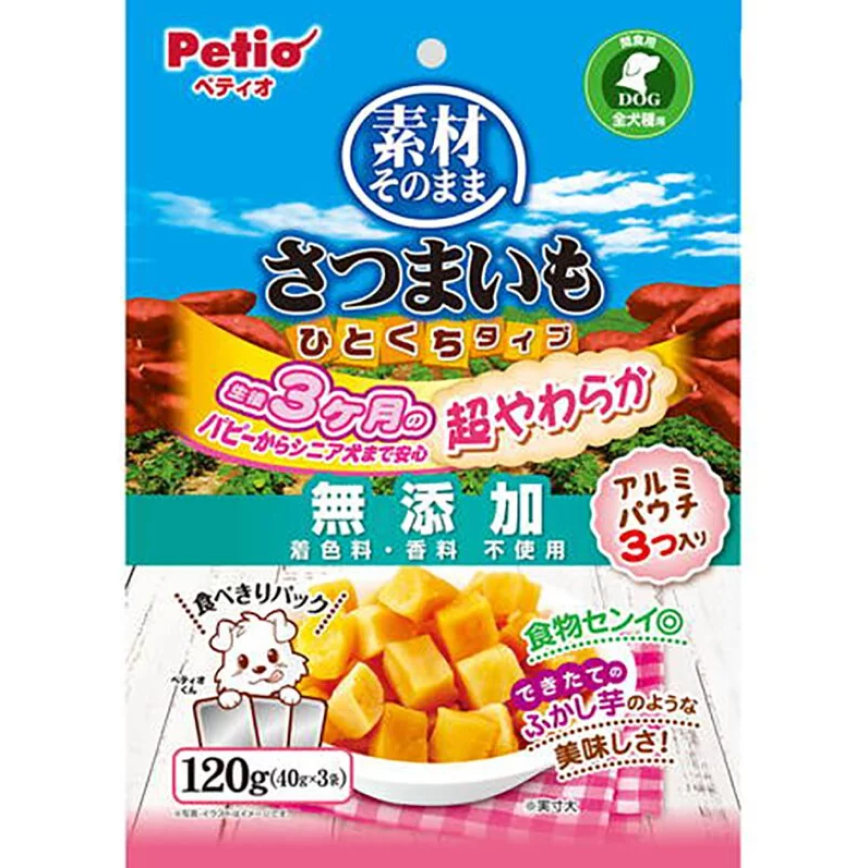 Petio 狗零食 天然原味 無添加超柔軟香甜高纖一口甘薯粒粒 120g (90503154)