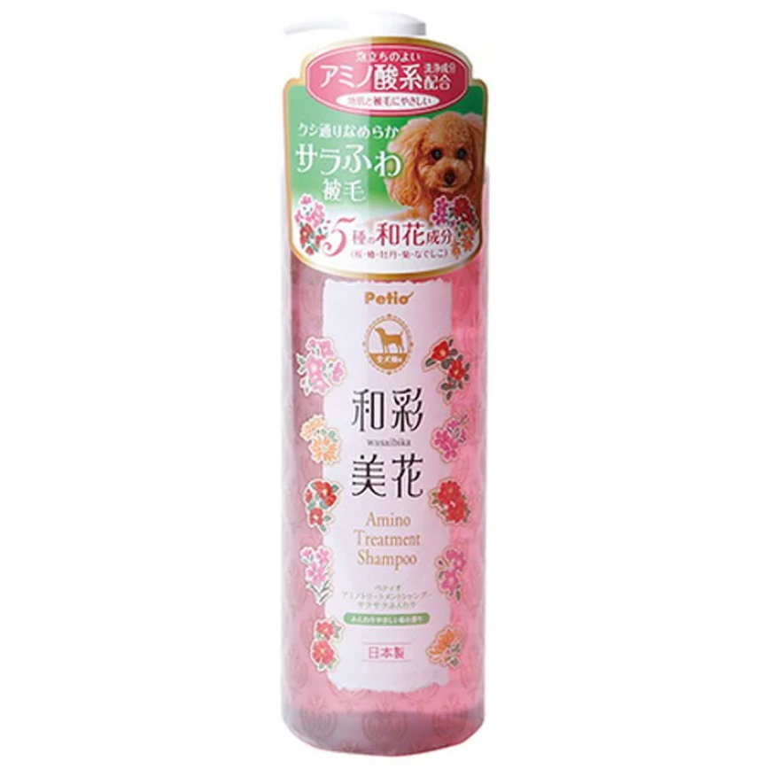 Petio 日本製 和彩美花 氨基酸護理 花香低刺激洗毛液 (蓬鬆&光澤) 480ml (犬用)
