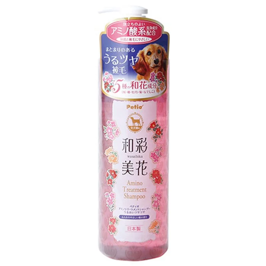 Petio 日本製 和彩美花 氨基酸護理 花香低刺激洗毛液 (保濕&光澤) 480ml (犬用)
