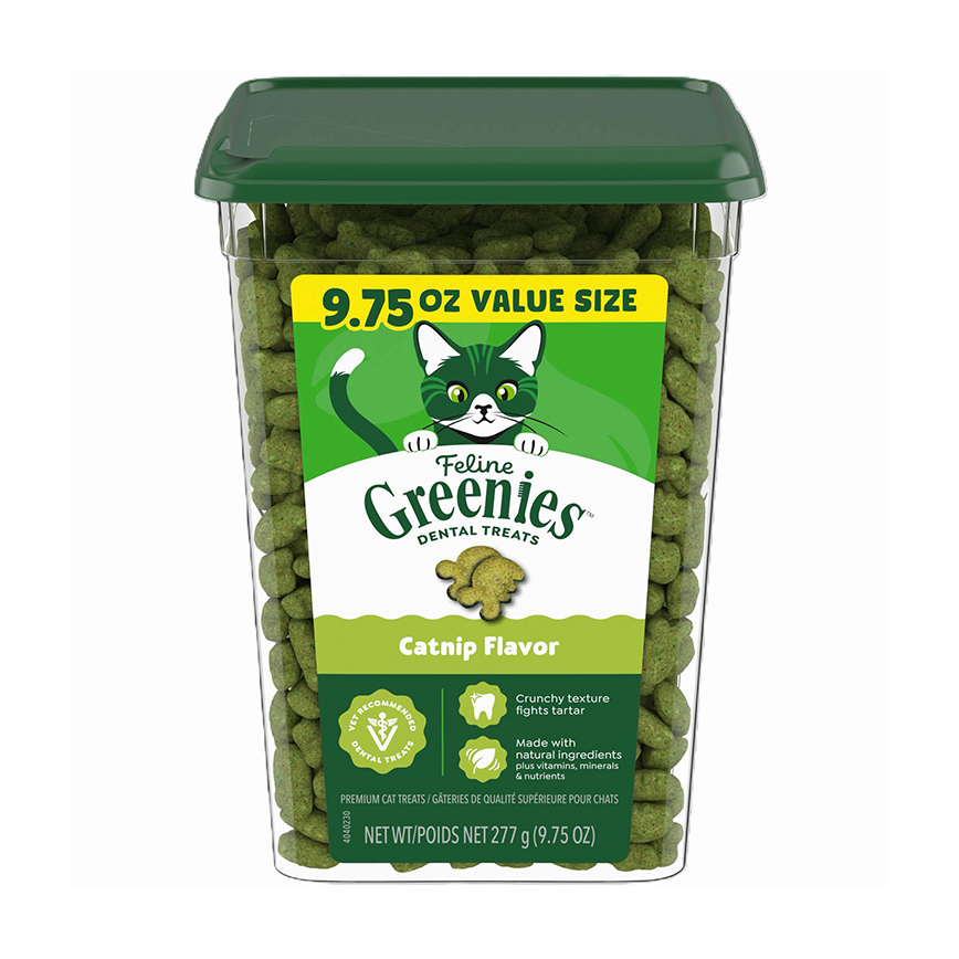 Greenies Feline貓齒靈 貓零食 貓貓潔齒餅 珍寶桶 貓草味 9.75oz (10205297) (新舊包裝隨機發貨)
