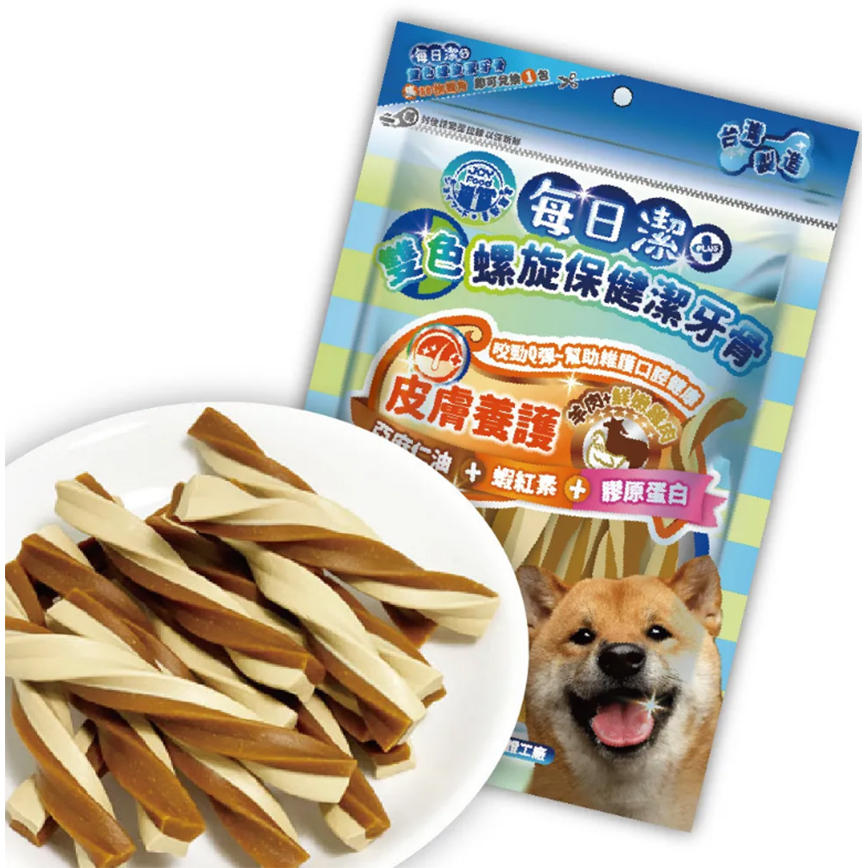 每日潔 雙色螺旋保健潔牙骨 袋裝 皮膚養護 羊肉+雞肉 300g (7126) 