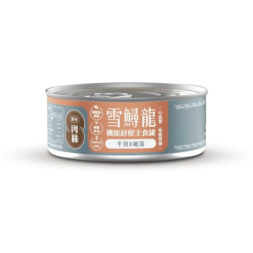 ⽑爪村 雪鱘龍機能紓壓 主食貓罐頭 肉絲系列 ⼲⾙+褐藻 80g (910252)