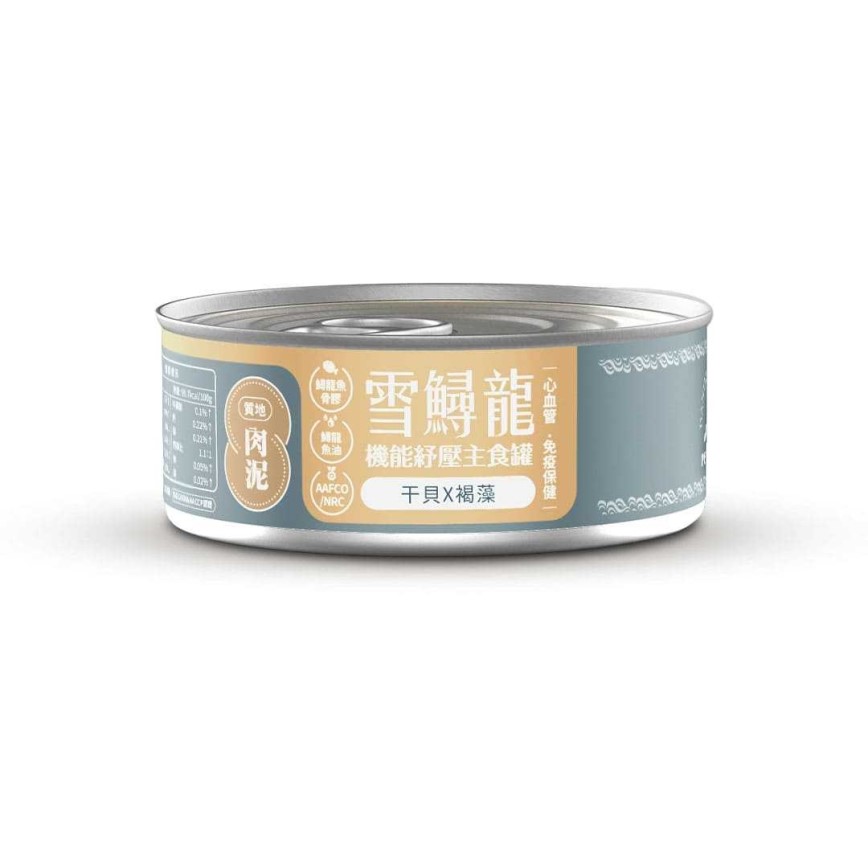 ⽑爪村 雪鱘龍機能紓壓 主食貓罐頭 肉泥系列 ⼲⾙+褐藻 80g (910221)