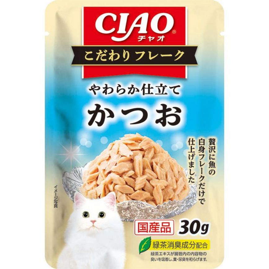 CIAO 貓濕糧 日本 INABA こだわりフレーク 鰹魚味 30g (IC-508) 圖 1