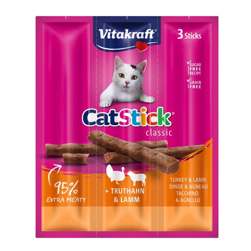 Vitakraft 貓零食 肉條 火雞+羊肉條 6g*3條 (VK24192B)