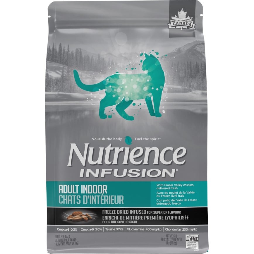 Nutrience INFUSION 貓糧 室內貓配方 凍乾內層 鮮雞肉 11lbs 5kg (C2518) (灰綠)