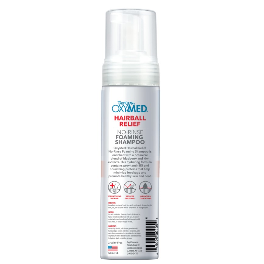 Tropiclean Oxymed 醫學級專業護理系列 毛球根源修護免洗泡沬 (貓咪專用) 220ml (OX4054) 圖 1