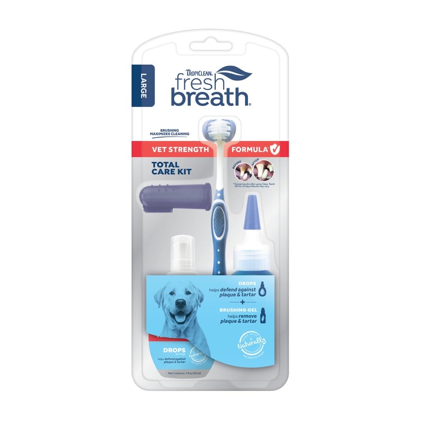 Tropiclean fresh breath 醫學級專業護理系列 獸醫強效全方位護理套裝 (潔齒凝露、濃縮點滴、牙刷、指套) (大犬專用) (PR3958)