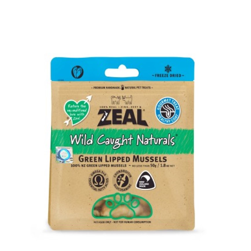 ZEAL 狗小食 紐西蘭原隻冷凍脫水野生綠青口 Freeze Dried Green Lipped Mussels 50g (NP034F)