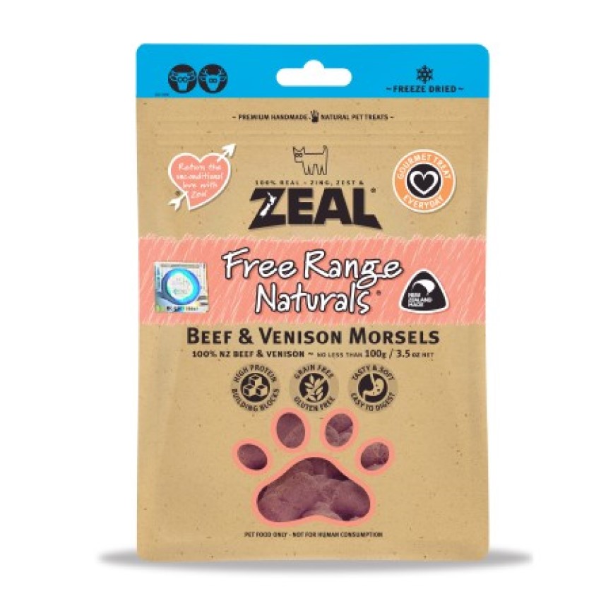 ZEAL 狗糧 紐西蘭無榖物脫水凍乾 牛+鹿肉 100g (NP036F)